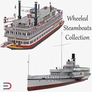 3D wheeled steamboats
