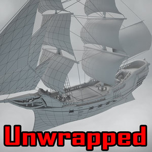 unwrapped ship brig 3D model