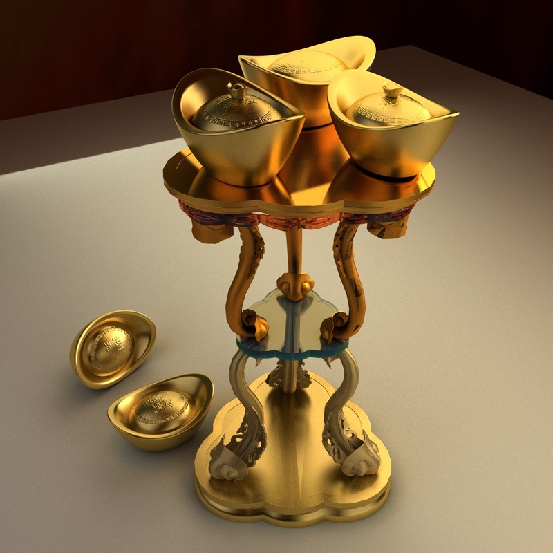 Chinese Gold Ingot Model Turbosquid 1222362 Chinese Gold Ingot Model