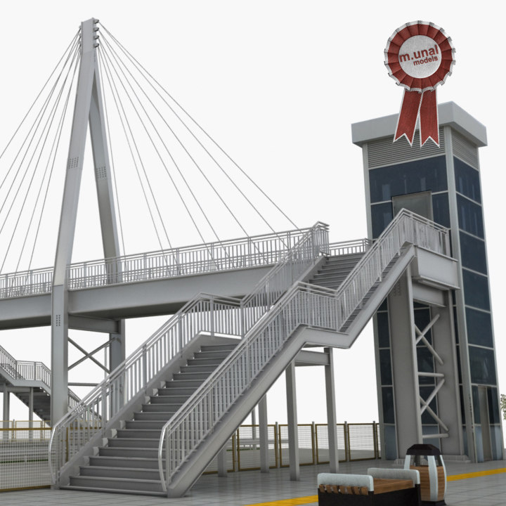 3D pedestrian bridge model TurboSquid 1222555