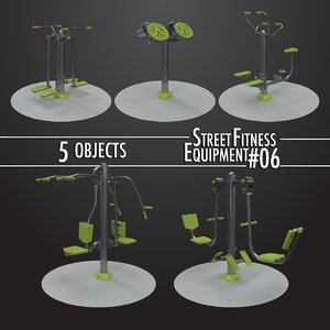 3D street fitness equipment 5objects model