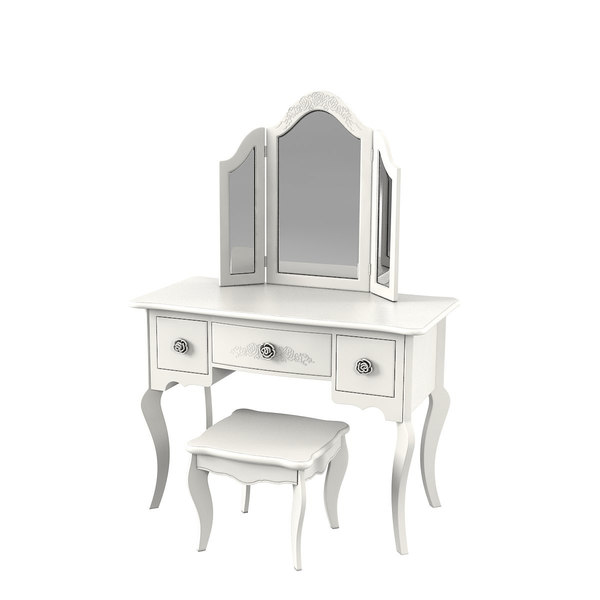 Versailles Bone White Vanity 3d, White Vanity Desk