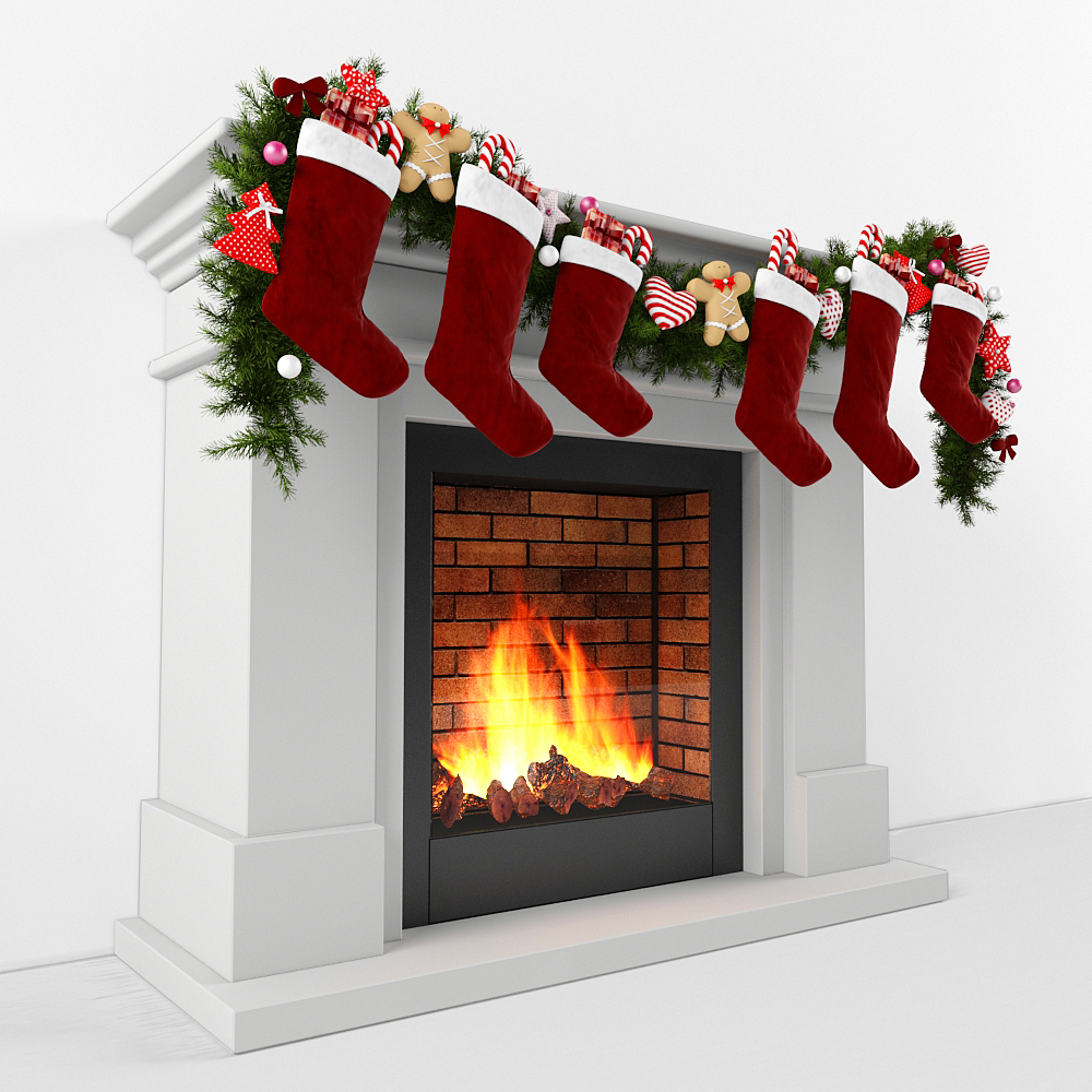 3D model christmas fireplace - TurboSquid 1223345