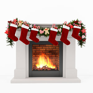 3D model christmas fireplace