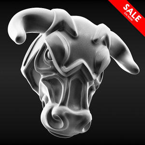 3D bull bust model