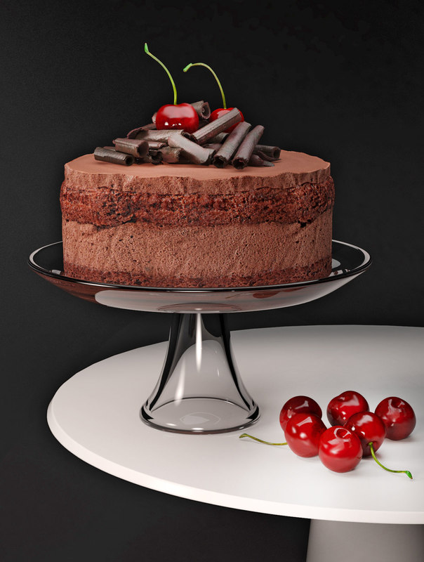 3D Model Cherry Chocolate Mousse Cake - TurboSquid 1224647