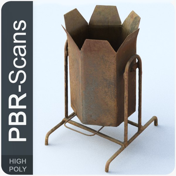 3D model rubbishbin old pbr