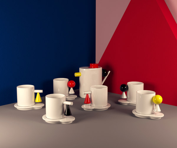 3D Geometric Tea Set Model TurboSquid 1224843
