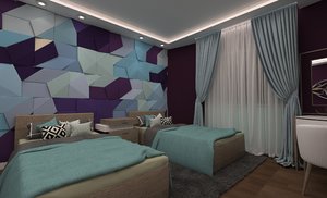 modern girls bedroom 3D model