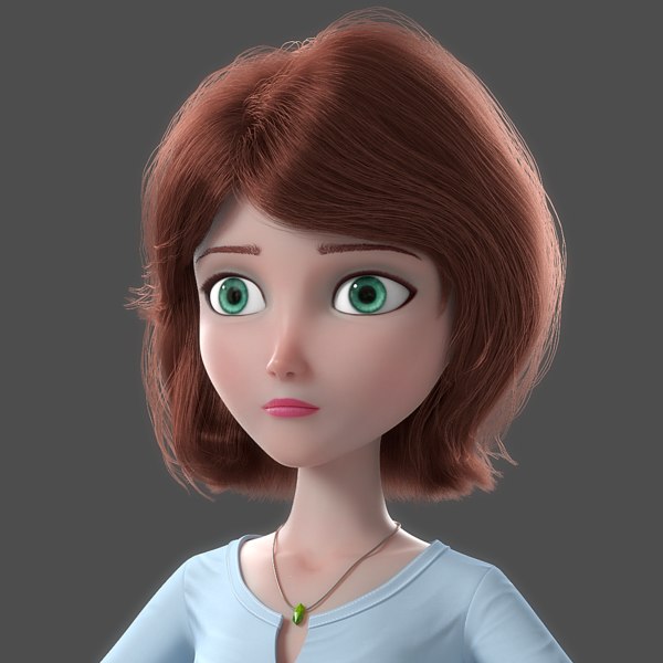 3D model cartoon woman norig