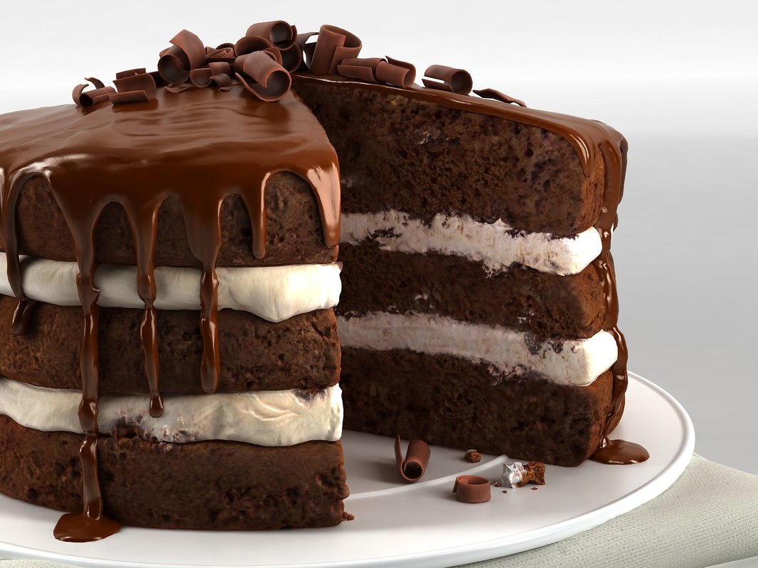 CG rendered chocolate cake