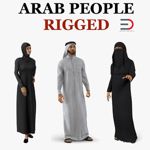 3D model arab people 2 rigged