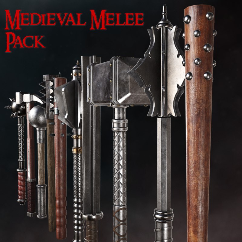 Pack medieval weapons blunt 3D model TurboSquid 1225953