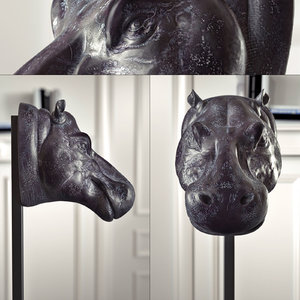 3D model hugo hippo sculpture