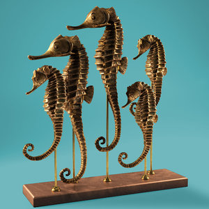 3D seahorse sculpture model