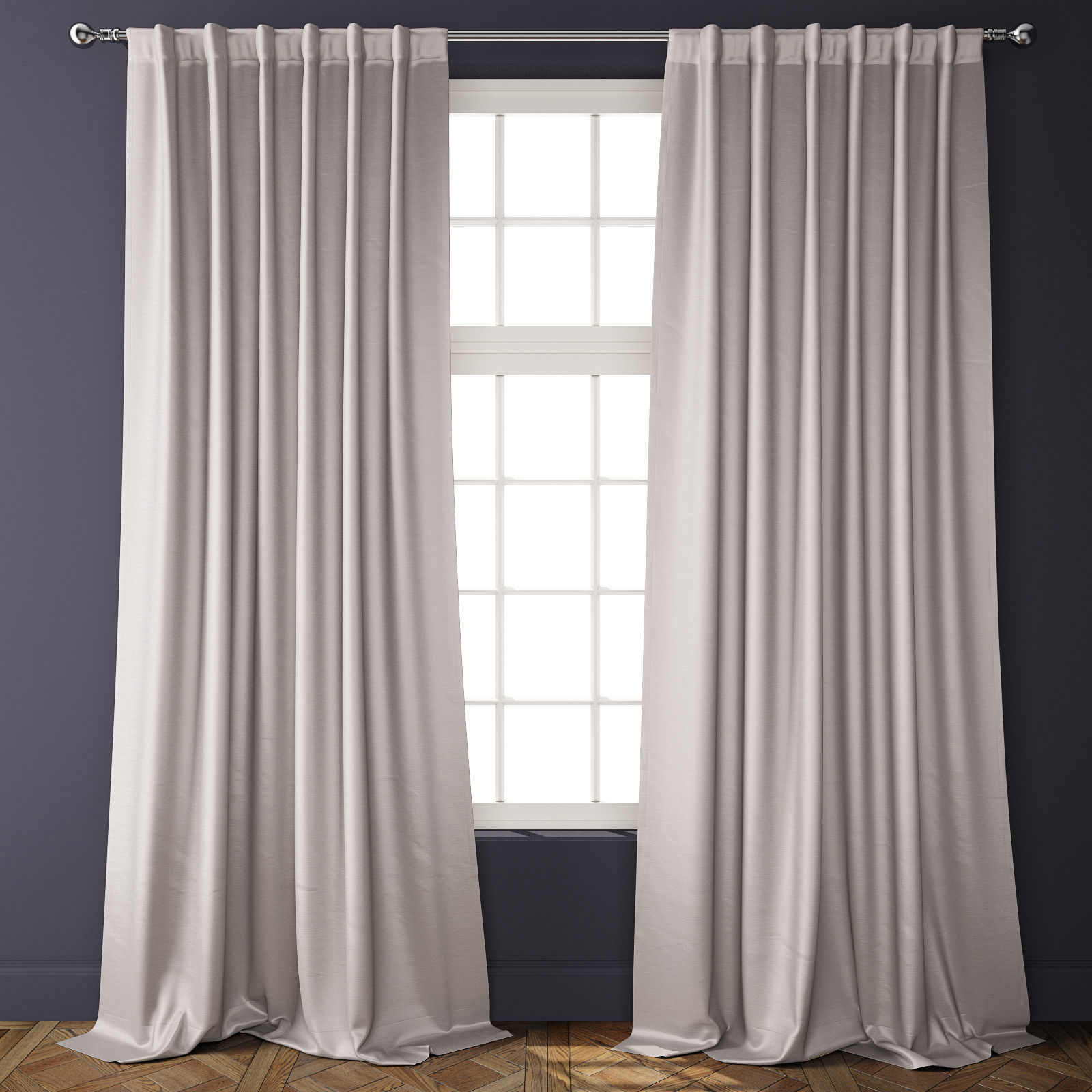 Cotton Luster Velvet Curtains 3d Model Turbosquid 1226134