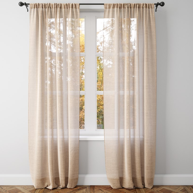 Belgian linen curtains model TurboSquid 1226138