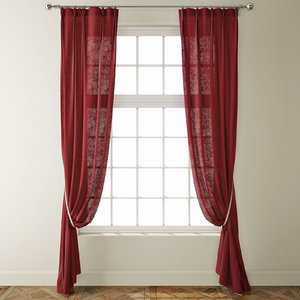 country solid burgundy linen 3D model