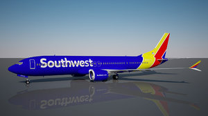 3D southwest 737 - 9 model