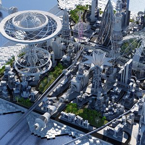 futuristic city hd 3D model