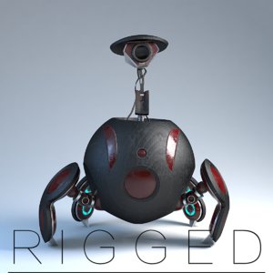 3D model rigged metallic