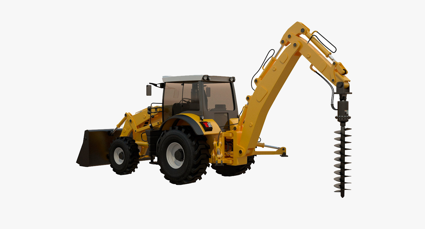Backhoe earth auger 3D model TurboSquid 1226897