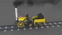 3D steam locomotive rocket engine