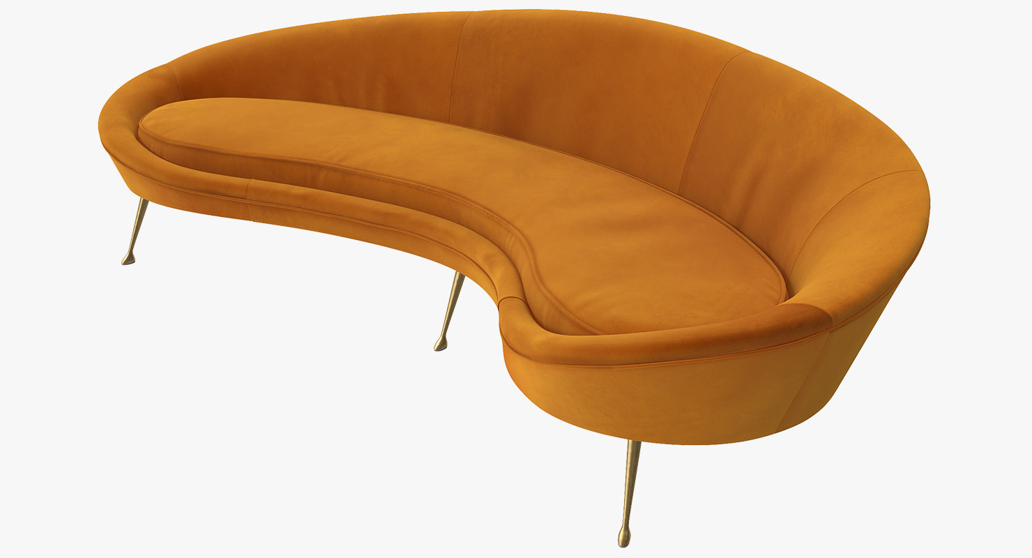 Vintage Style Curved Sofa 3D Model TurboSquid 1227312