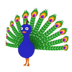 3D cartoon peacock model