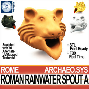 3D roman rainwater spout