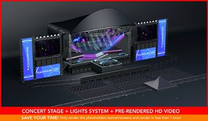 3D concert stage details lights model