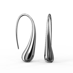 3D silver earrings waterdrop shape