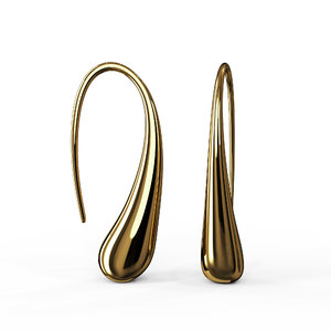 gold earrings waterdrop shape 3D model