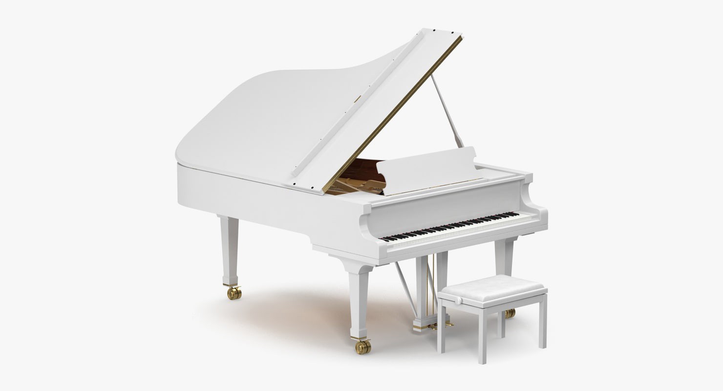 3D white grand piano bench TurboSquid 1229326