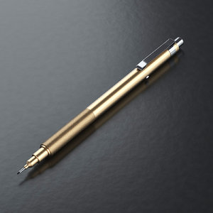 closeup brass mechanical pencil 3D