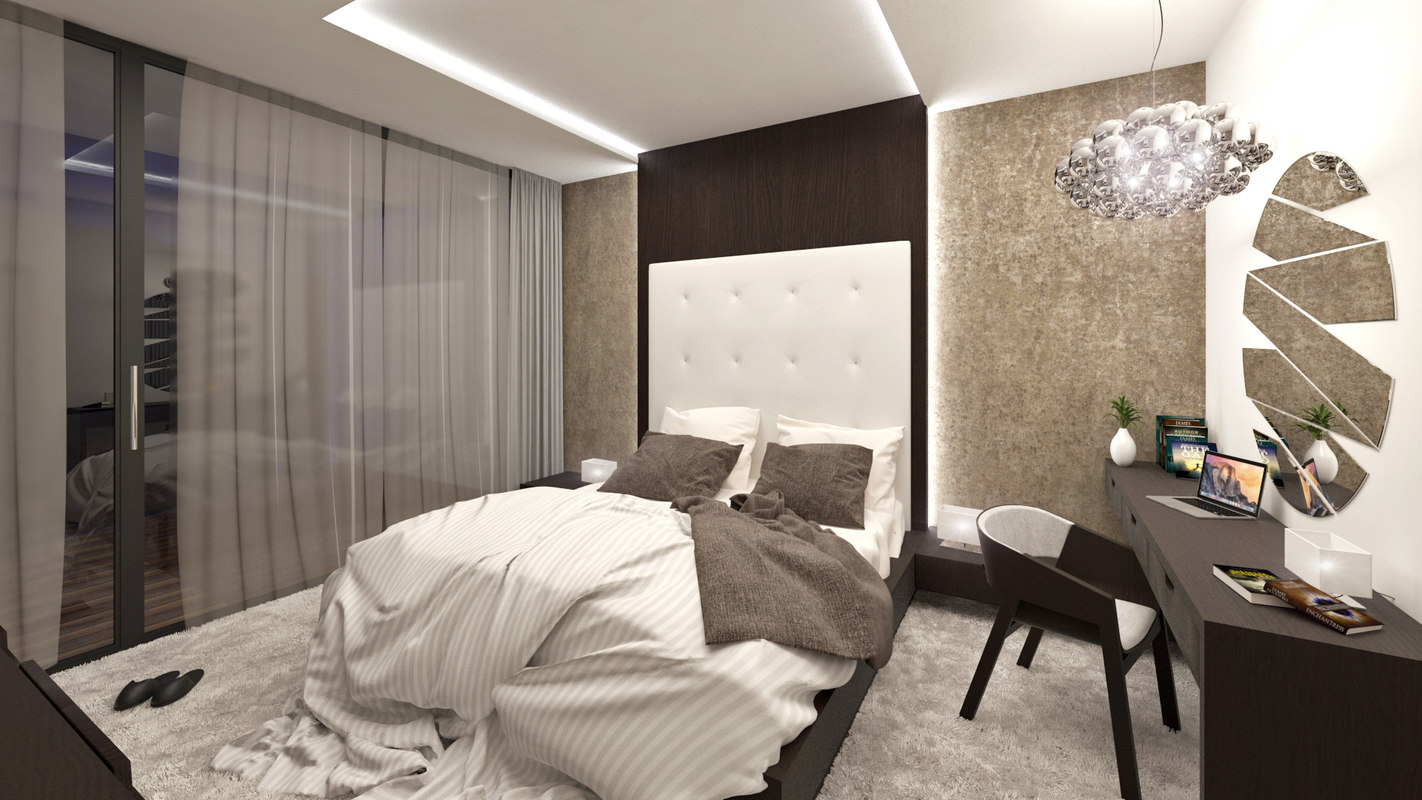 3D modern bedroom interior - TurboSquid 1229916