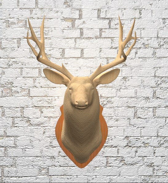 wooden deer head