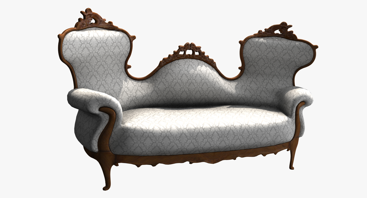 Victorian Double Spoonback Sofa White Model Turbosquid 1230082