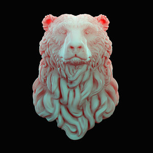 3D bear head curly