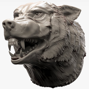 wolf head angry 3D