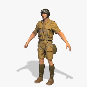 world war pilot rigged 3D model