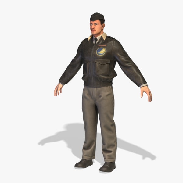 world war pilot rigged 3D model