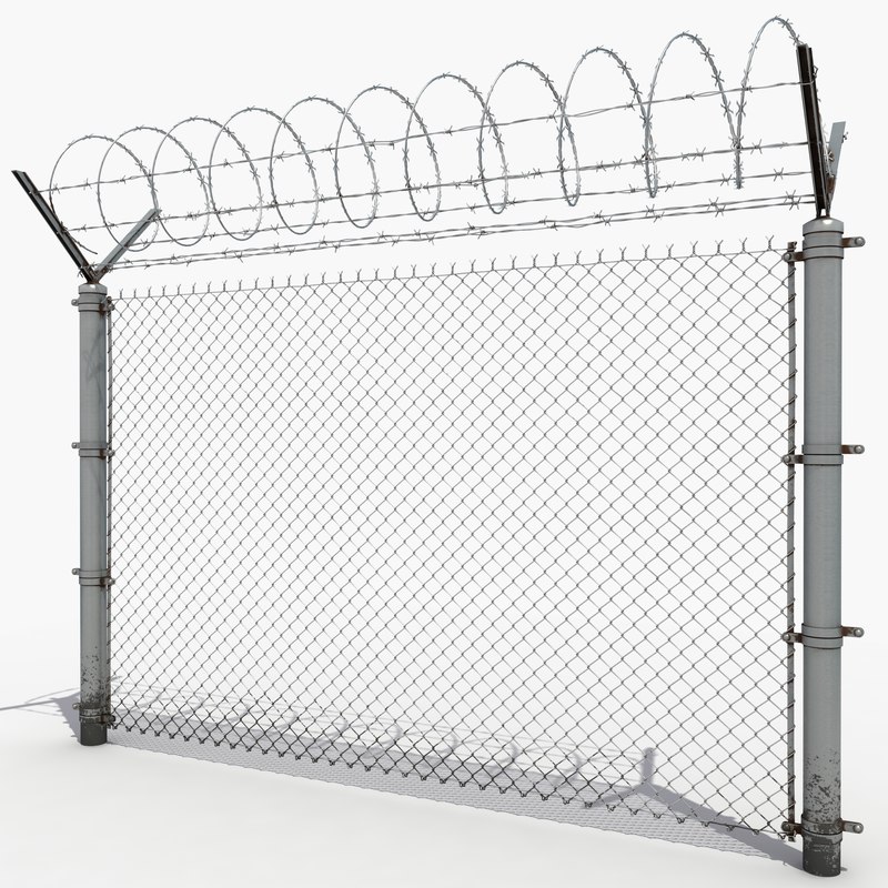 Barbed Wire Fence Free 3D Model
