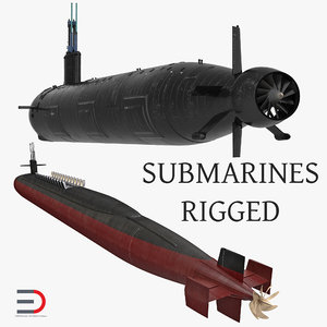 american military submarines rigged 3D model