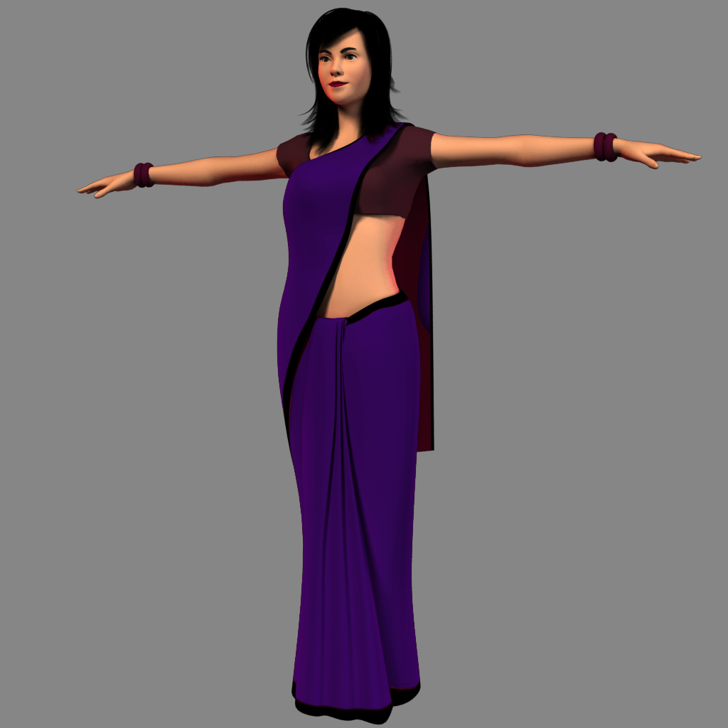 Saree Indiano Azul Modelo 3d Turbosquid 1230832 0308