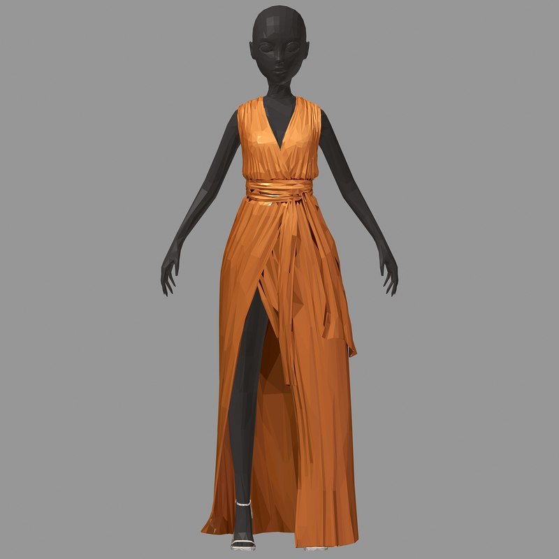 orange skirt 3d