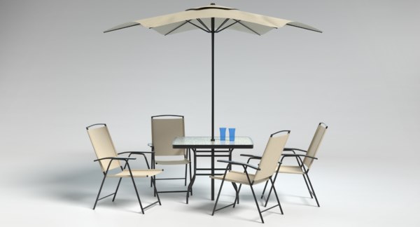 3d Patio Table Umbrella Set Turbosquid 1231977