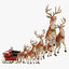 santa claus reindeer flying 3D