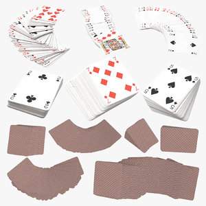 3D red playing cards