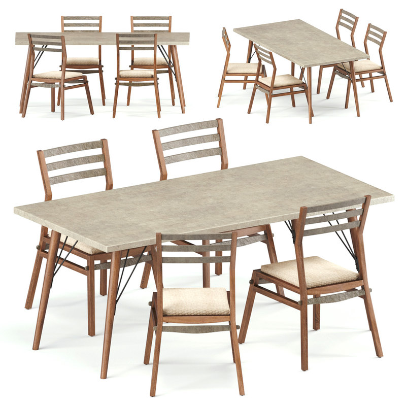 3d Model Loft Dining Set Table Chair Turbosquid 1233470 3d Model Loft Dining Set Table Chair
